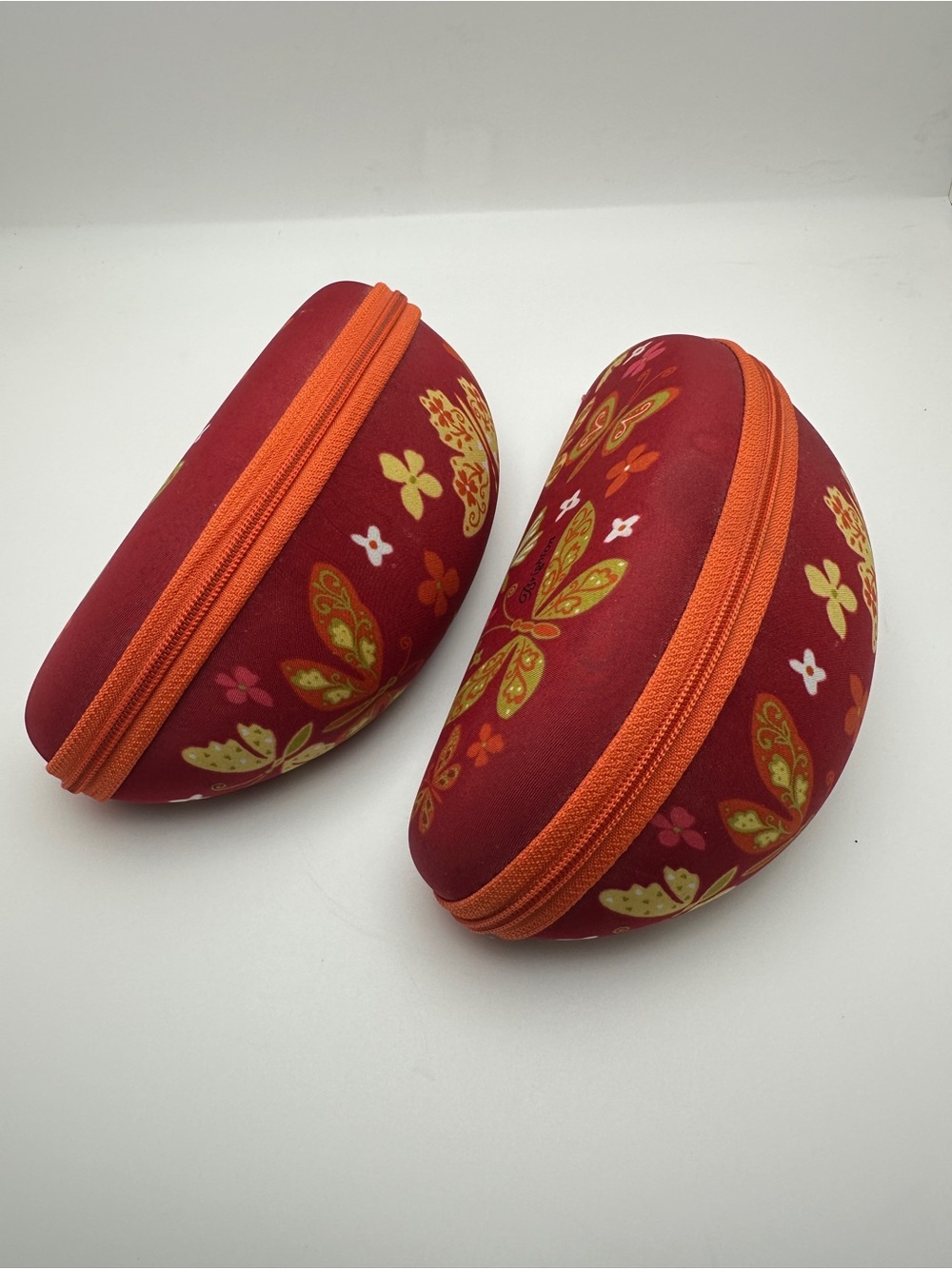 Brighton Red Butterfly Print Eyewear Cases with Orange Zipper Set of 2
